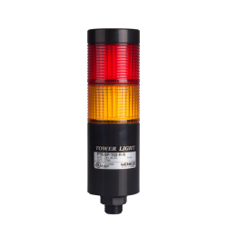 LED stack tower light, 56mm red/yellow color 2 stack modular, Steady, Direct mounting black body, Terminal connector 24V AC/DC