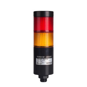 LED stack tower light, 56mm red/yellow color 2 stack modular, Steady, Direct mounting black body, 25" prewired, 24V AC/DC