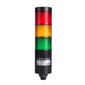 LED stack tower light, 56mm red/yellow/green color 3 stack modular, Steady, Direct mounting black body, 25" prewired, 24V AC/DC