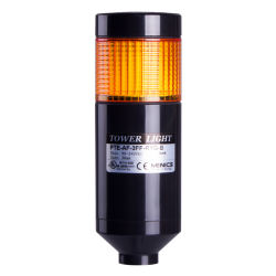 LED stack tower light, 56mm yellow color 1 stack modular, Steady, Pole mounting black body, 25" prewired, 90-240V AC