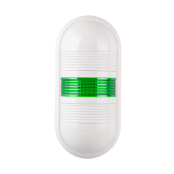 Wall mount LED signal light, Green color 1 stack, Steady/80dB alarm, 90-240V AC, IP65