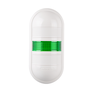 Wall mount LED signal light, Green color 1 stack, Steady/80dB alarm, 90-240V AC, IP65