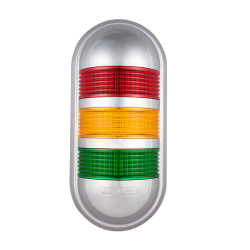 Wall mount LED signal light, Red/yellow/green color 3 stack, Steady, 24V AC/DC, IP65, Chrome plated cover