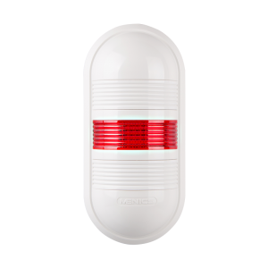 Wall mount LED signal light, Red color 1 stack, Steady/flash/80dB alarm, 24V AC/DC, IP65