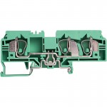 Ground Terminal block, spring clamp, 3 poles, L97.5xH42.5xW10mm, AWG 8-24, 8KV/3, Green/Yellow color, 10pcs bundle