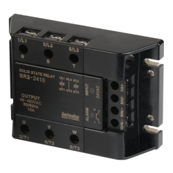 Solid state relay, 3-Phase(2-Pole), Input 24VAC, Load 48-480VAC, 15A, Zero Cross