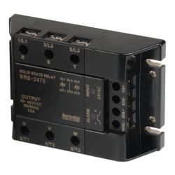 Solid state relay, 3-Phase(2-Pole), Input 24VAC, Load 48-480VAC, 75A, Zero Cross