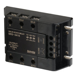 Solid state relay, 3-Phase(3-Pole), Input 24VAC, Load 48-480VAC, 15A, Zero Cross