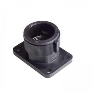 Tube connector, straight flange, Tube #16, 46x32mm flange, Ø30xL33.3mm size, Black