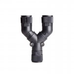 Tube distributor, Y type,12x10xTube #10, 26.6x26.6x26.6mm length, Ø25x23x23 dia., Black