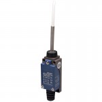 Limit Switch, 57x28x25mm Plastic cover/Al-die-casting body, 1 NO & 1 NC w/ Snap action, IP65, Spring rod w/plastic tip actuator