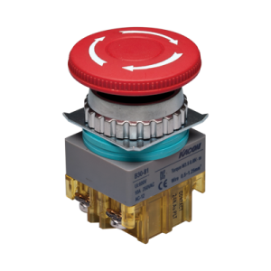 30mm E-Stop Switch, IP63, Turn-to-release, Red 40mm Round Head, 1NO 1NC