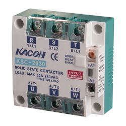 Solid state relay, Over temperature alarm, Three phase, Zerocross, Input 90-240VAC, Load Voltage 90-240VAC, 30A