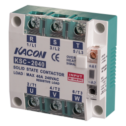 Solid state relay, Over temperature alarm, Three phase, Zerocross, Input 90-240VAC, Load Voltage 90-240VAC, 40A