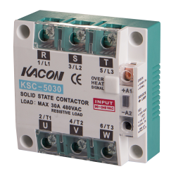 Solid state relay, Over temperature alarm, Three phase, Zerocross, Input 90-240VAC, Load Voltage 90-480VAC, 30A