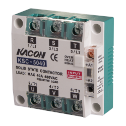 Solid state relay, Over temperature alarm, Three phase, Zerocross, Input 90-240VAC, Load Voltage 90-480VAC, 40A