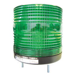 Beacon signal light, 115mm green lens, Triple flashing, Stud mount, High intensity LED, 12-24 VDC