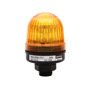 Beacon steady & flash light, 56mm yellow lens, 20mm hole direct mounting, LED, 12V DC/AC