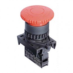 22/25mm Emergency Switch, 1(NC) contact, 110/220VAC,40mm Cap (See Plate MP-25-S)