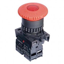22/25mm Illuminated Emergency switch, 1(NC) contact, 12-30VAC/DC LED, 40mm Cap